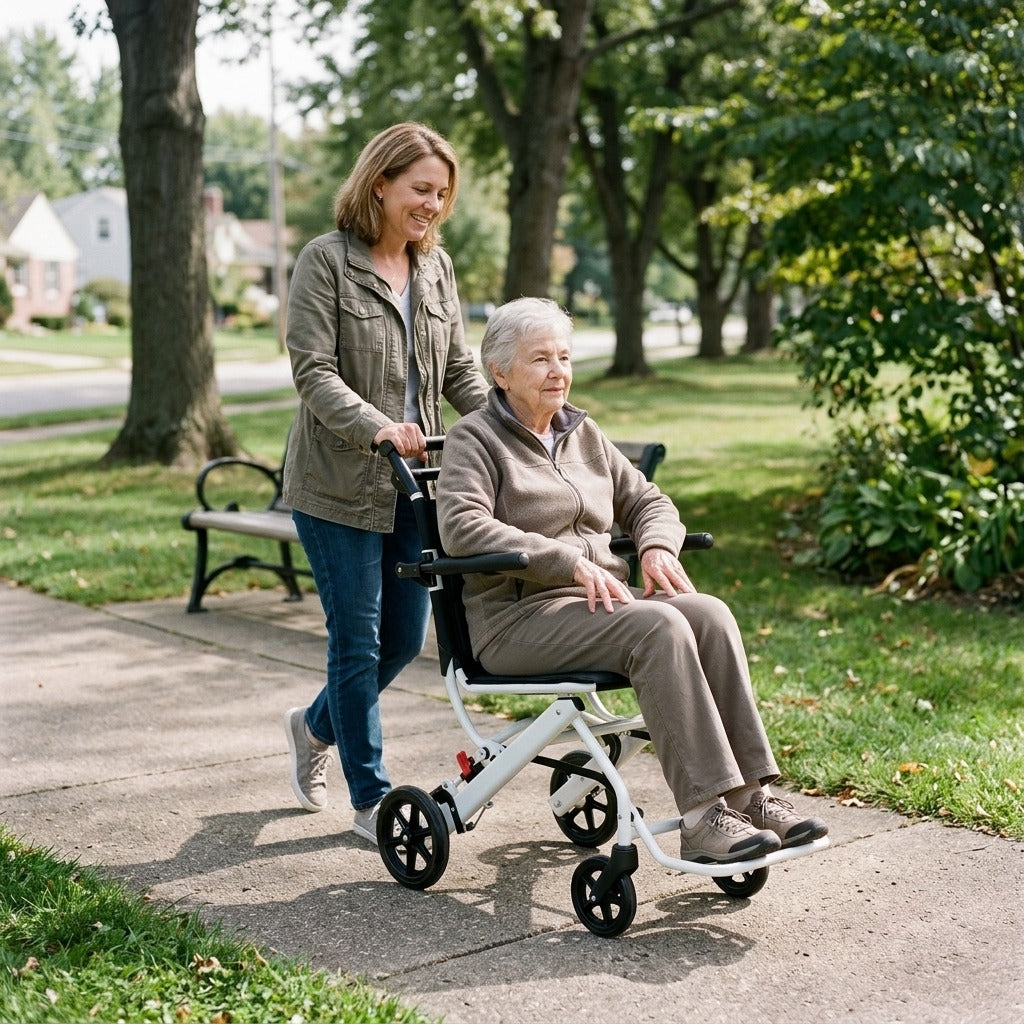 Portable Foldable Aluminum Wheelchair - in everyday life