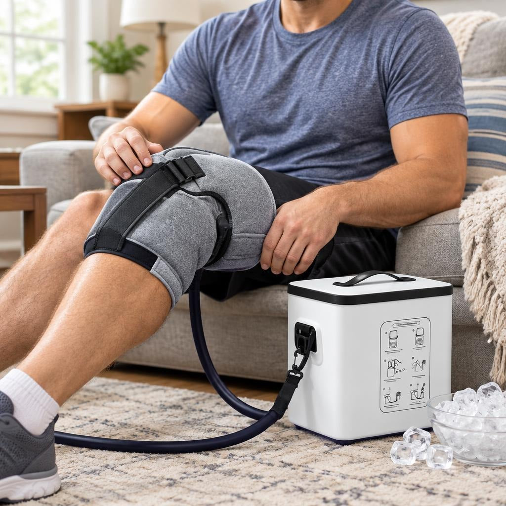 Portable Ice Water Cooling Compression System - in use
