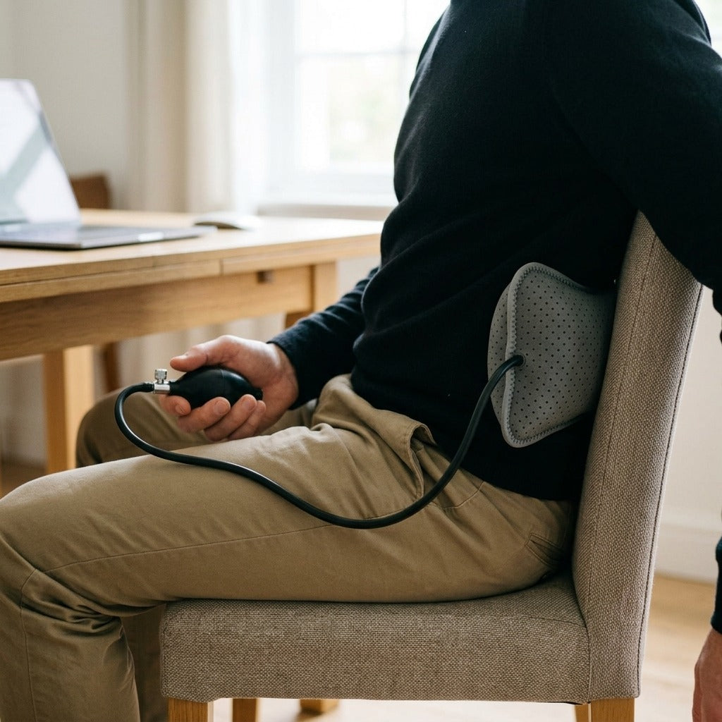 Portable Inflatable Lumbar Support Cushion - in use
