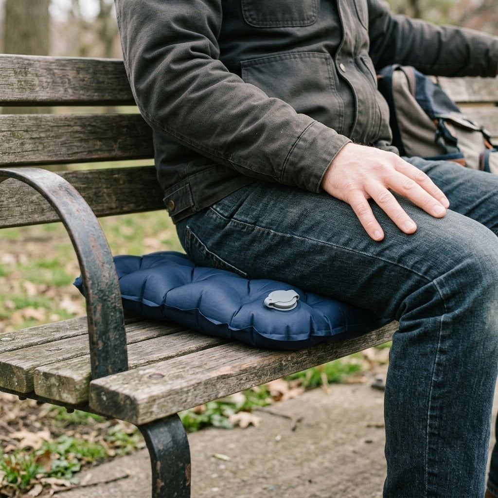 Portable Inflatable Seat Cushion for Travel - in use