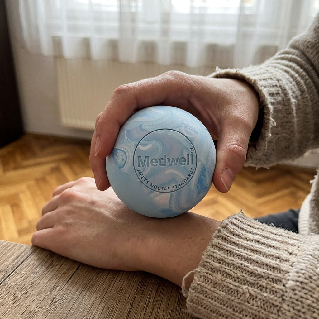 Hordozható masszázslabda a pihenéshez - használat közben