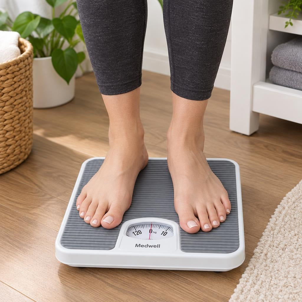 Portable Mechanical Body Weight Scale - in use
