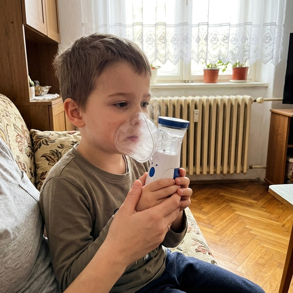 Hordozható mesh inhalátor felnőtteknek és gyerekeknek - használat közben