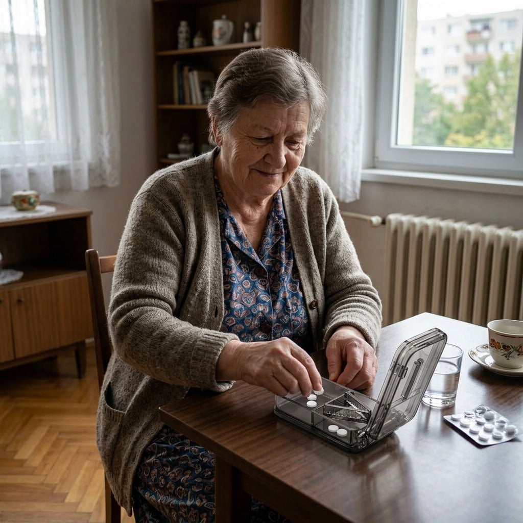 Hordozható tablettavágó két rekesszel - a mindennapokban