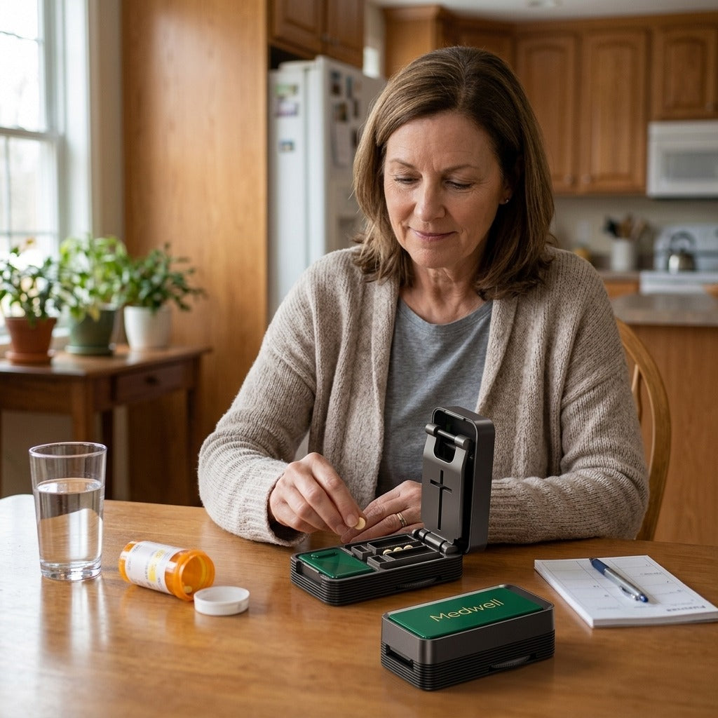 Portable Pill Cutter with Sealed Storage - in everyday life