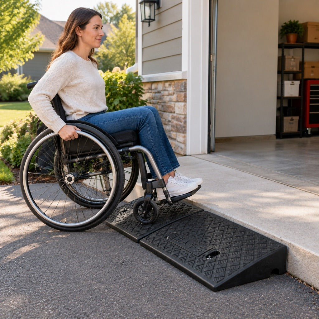 Portable Plastic Curb Ramp Set for Driveways and Sidewalks - at home
