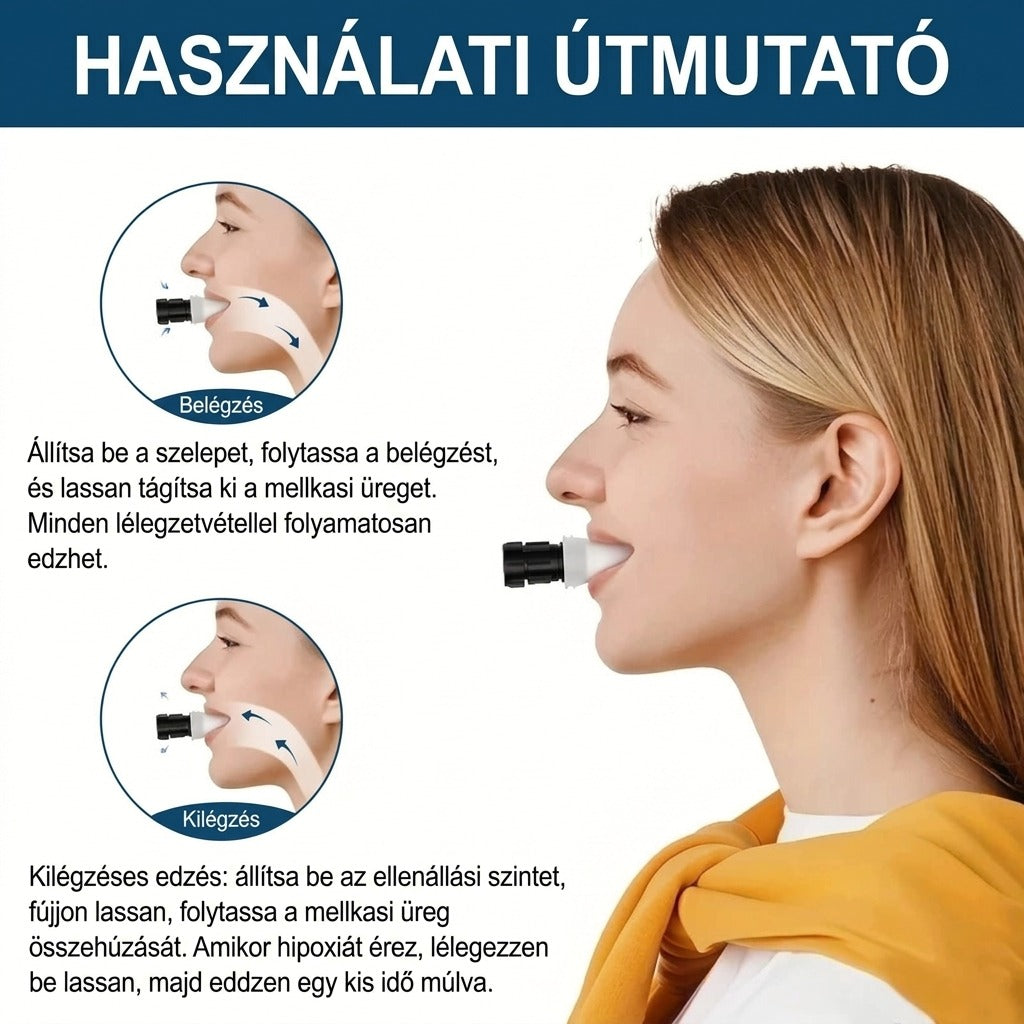 Légzési edzés használati útmutató be és kilélegzés