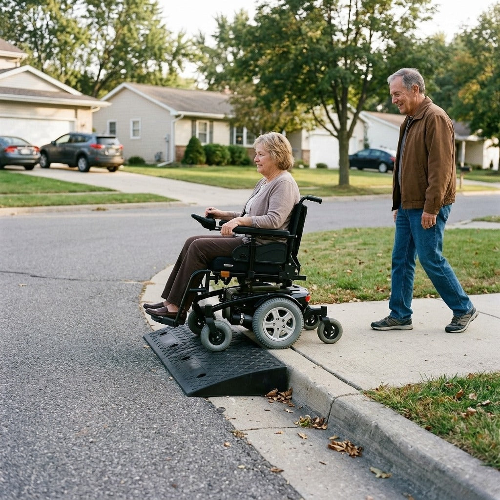 Portable Threshold Ramp, 3–10cm - in everyday life