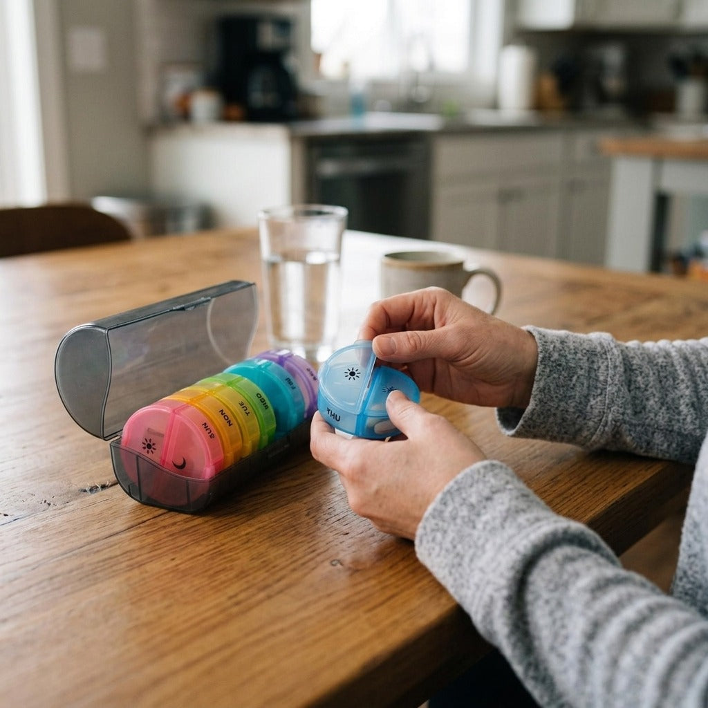 Portable Weekly Pill Organizer - in use