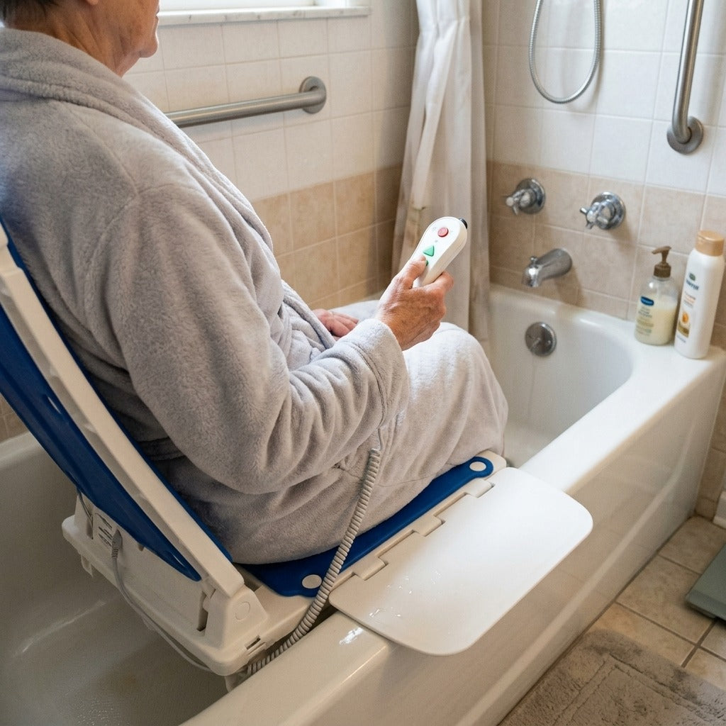 Powered Bath Lift Chair for Bathtubs - in use