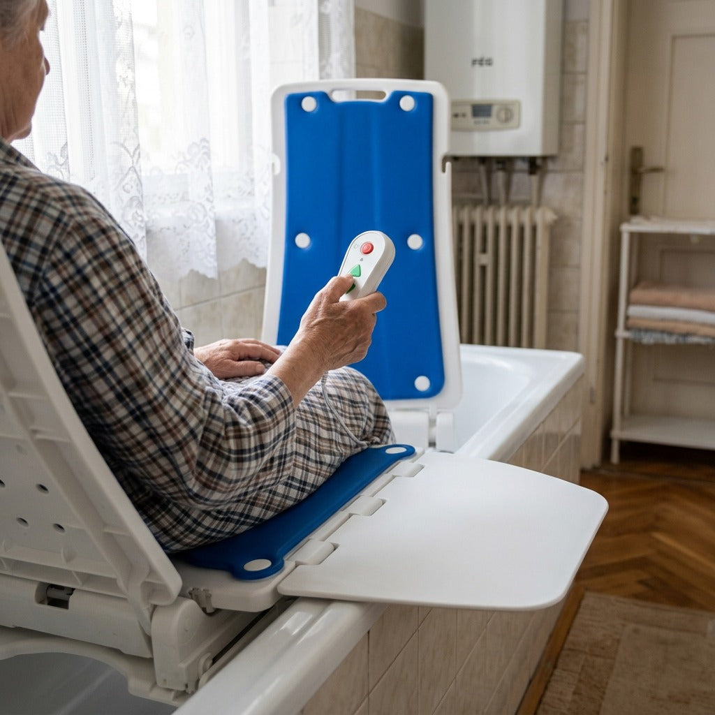 Elektromos fürdőlift kádhoz - használat közben
