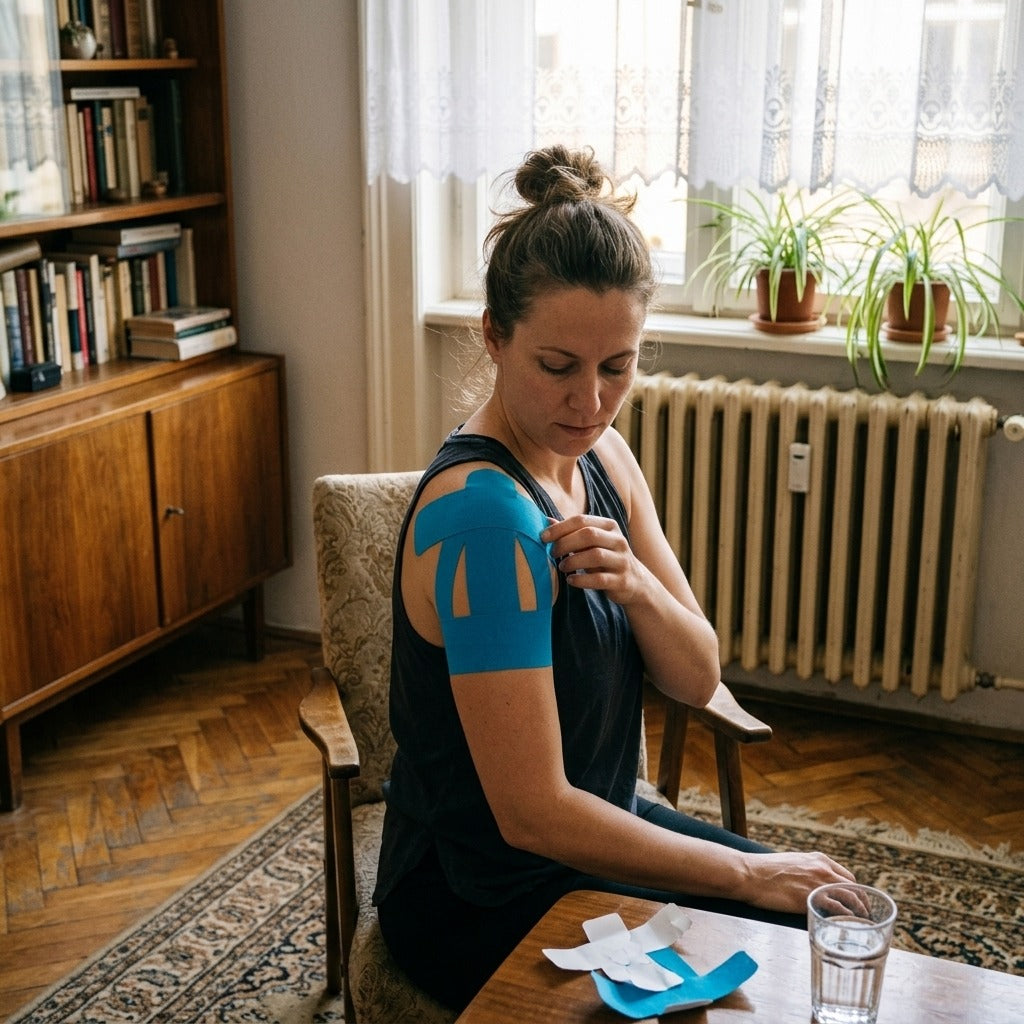 Előre vágott kineziológiai tapasz vállra, 10 darab - otthon