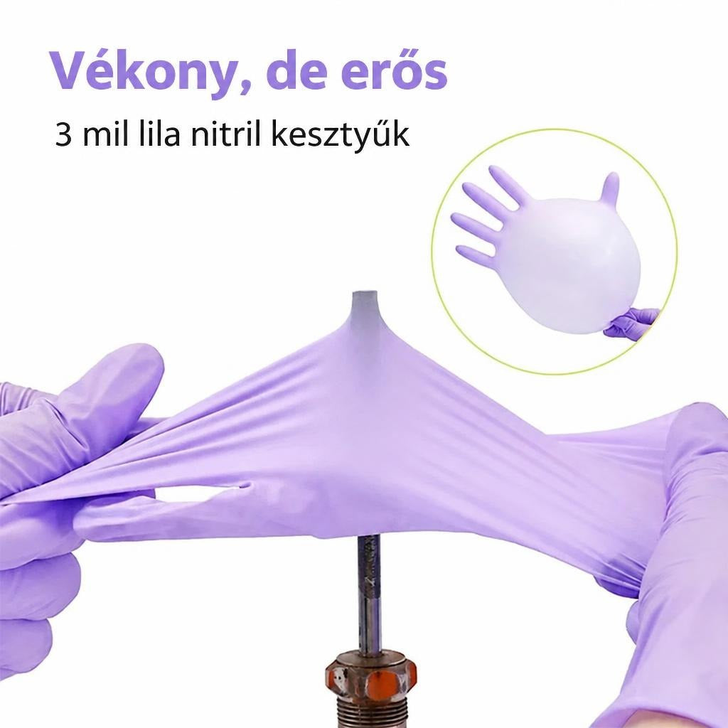Rugalmas és strapabíró lila nitril kesztyű bemutatása.