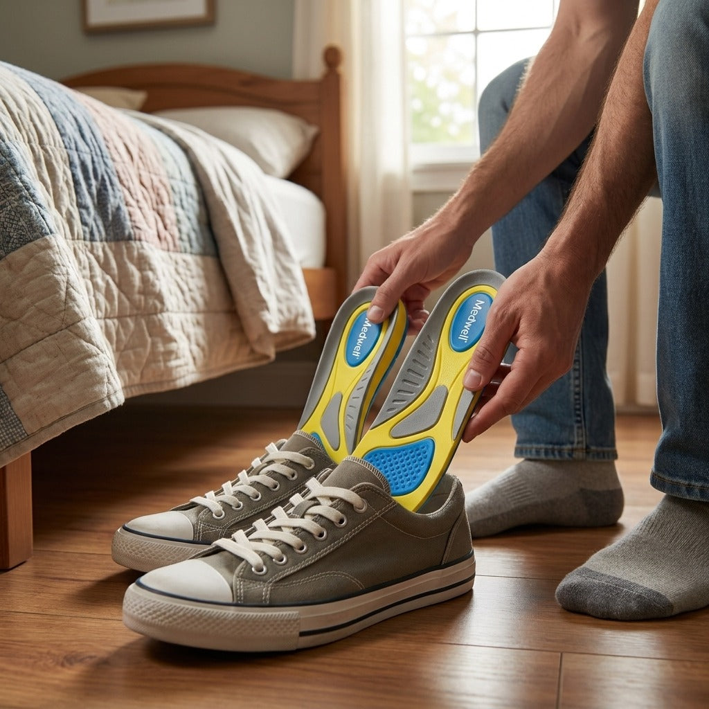 PVC Orthopedic Insoles with Arch Support - in use
