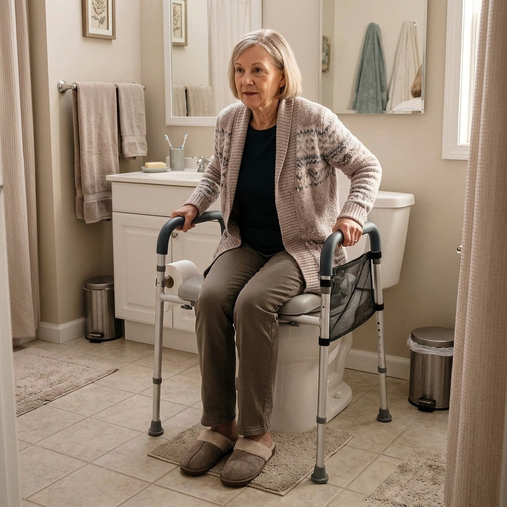 Raised Toilet Seat with 7 Height Settings - at home