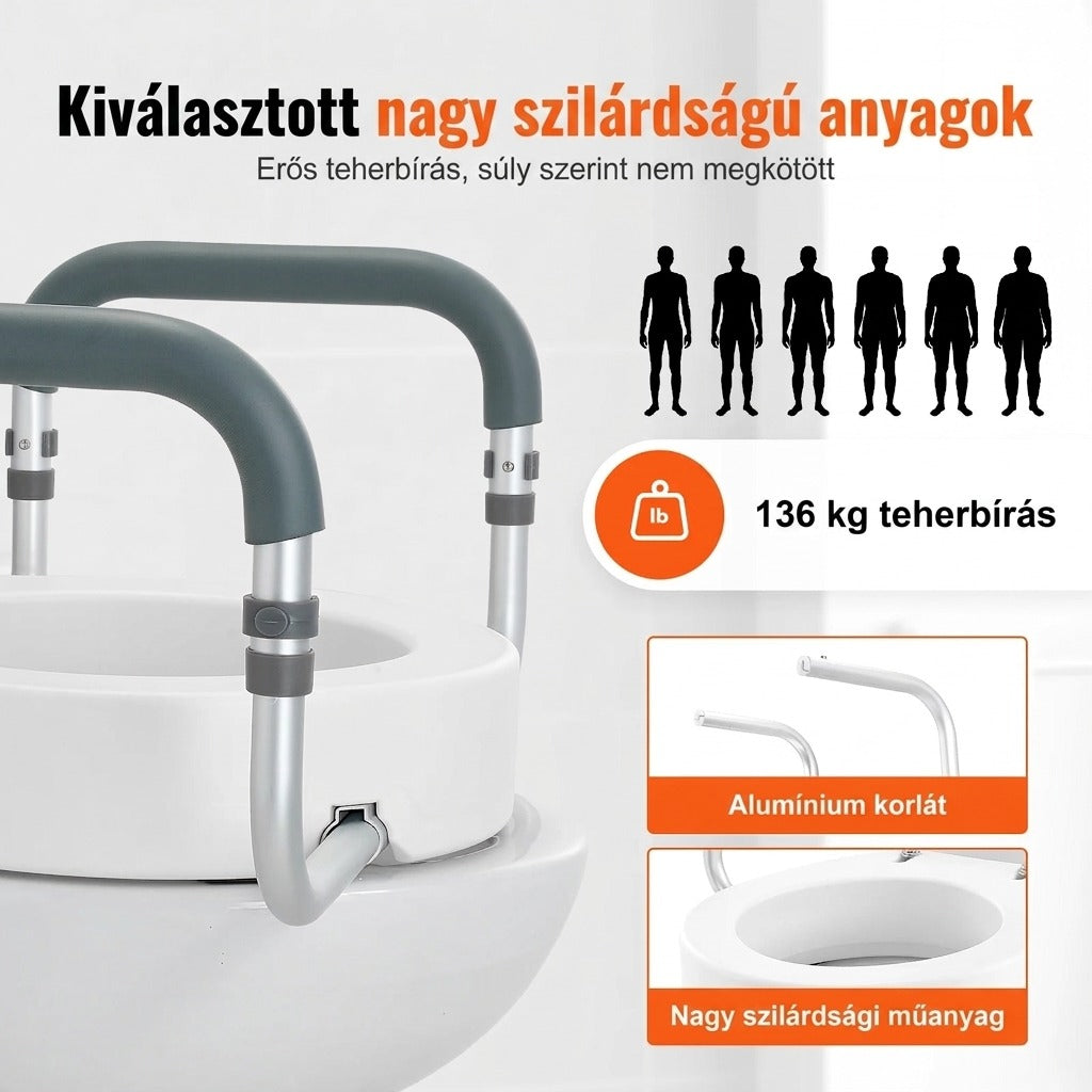 Nagy szilárdsági alumínium korlát és műanyag alkatrészek, 136 kg teherbírás