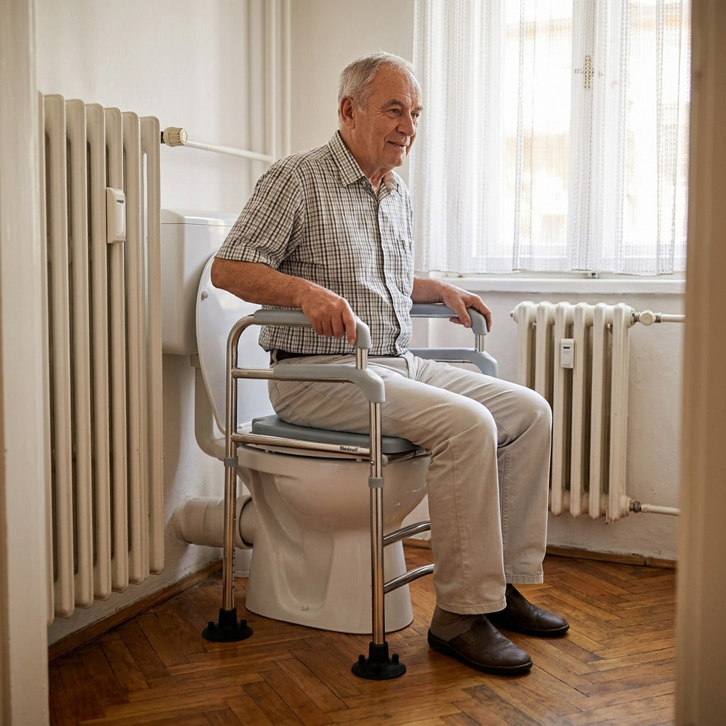 Magasító WC-ülőke kartámasszal - otthon