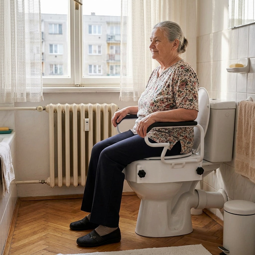 WC magasító karfával, 3 magasságfokozattal - a mindennapokban