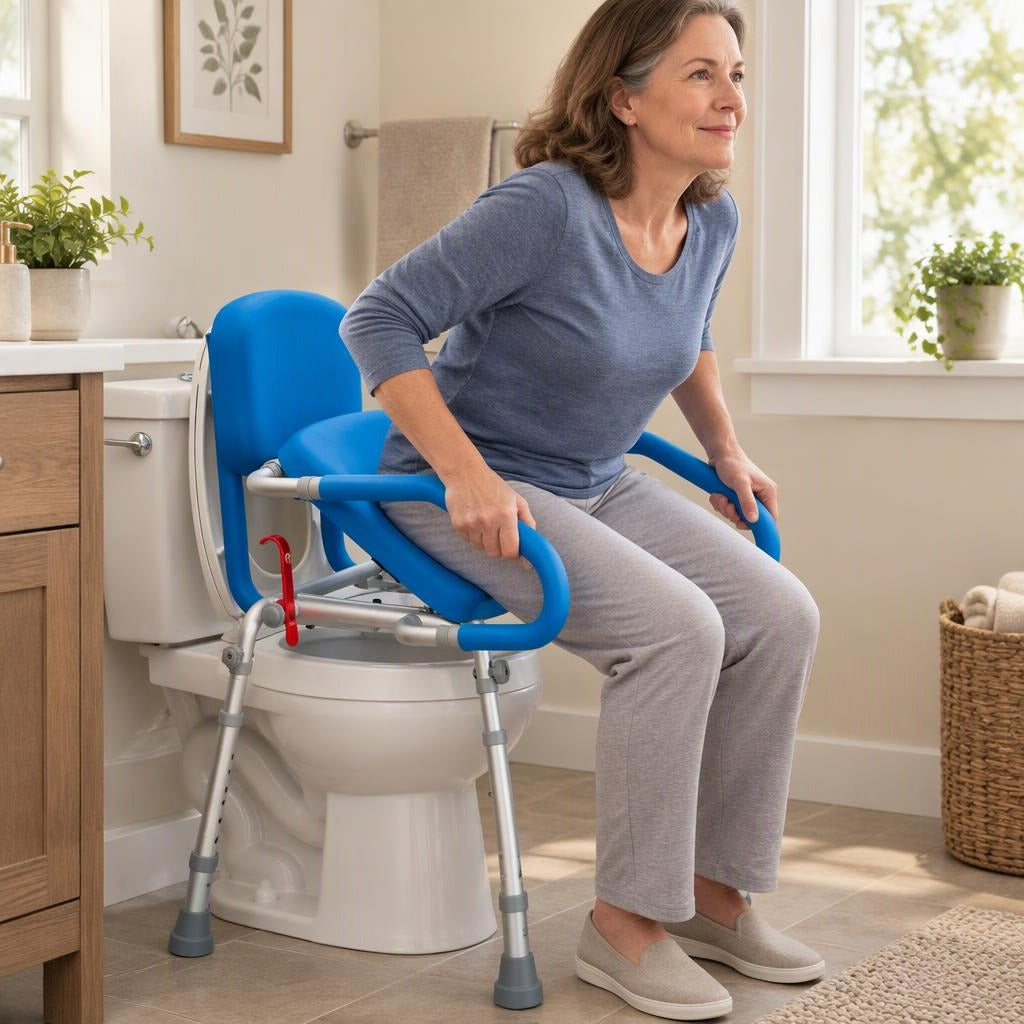 Raised Toilet Seat with Handles - at home