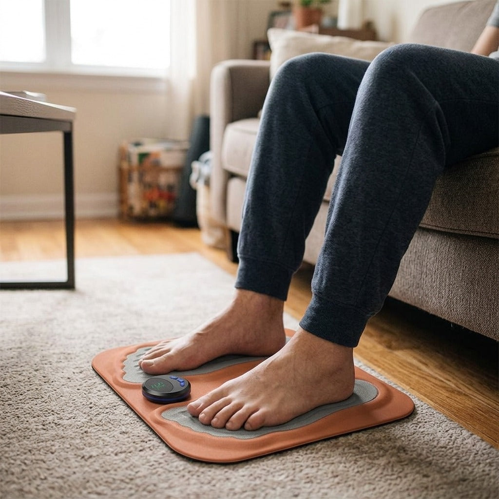 Rechargeable EMS Foot Massager - in use