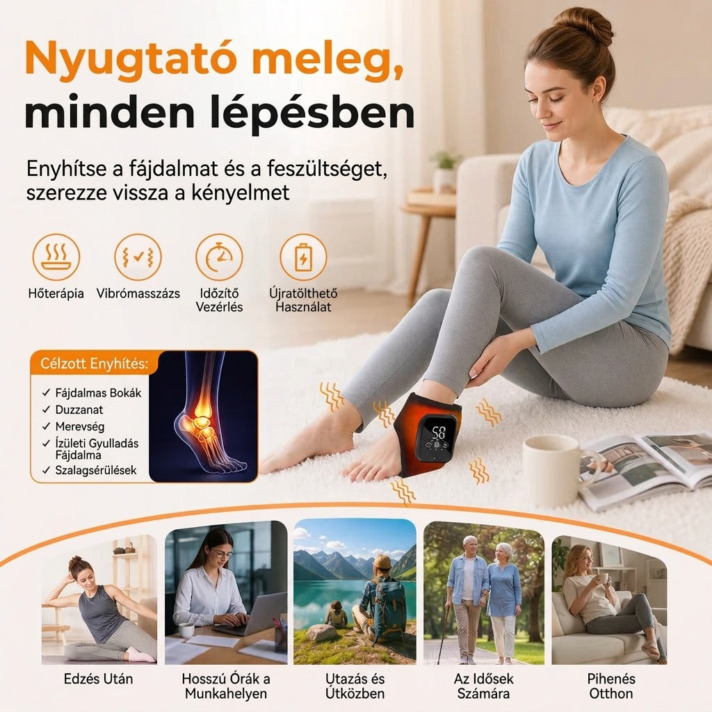 Nyugtató meleg, vibrómasszázs, fájdalomcsillapító funkciók