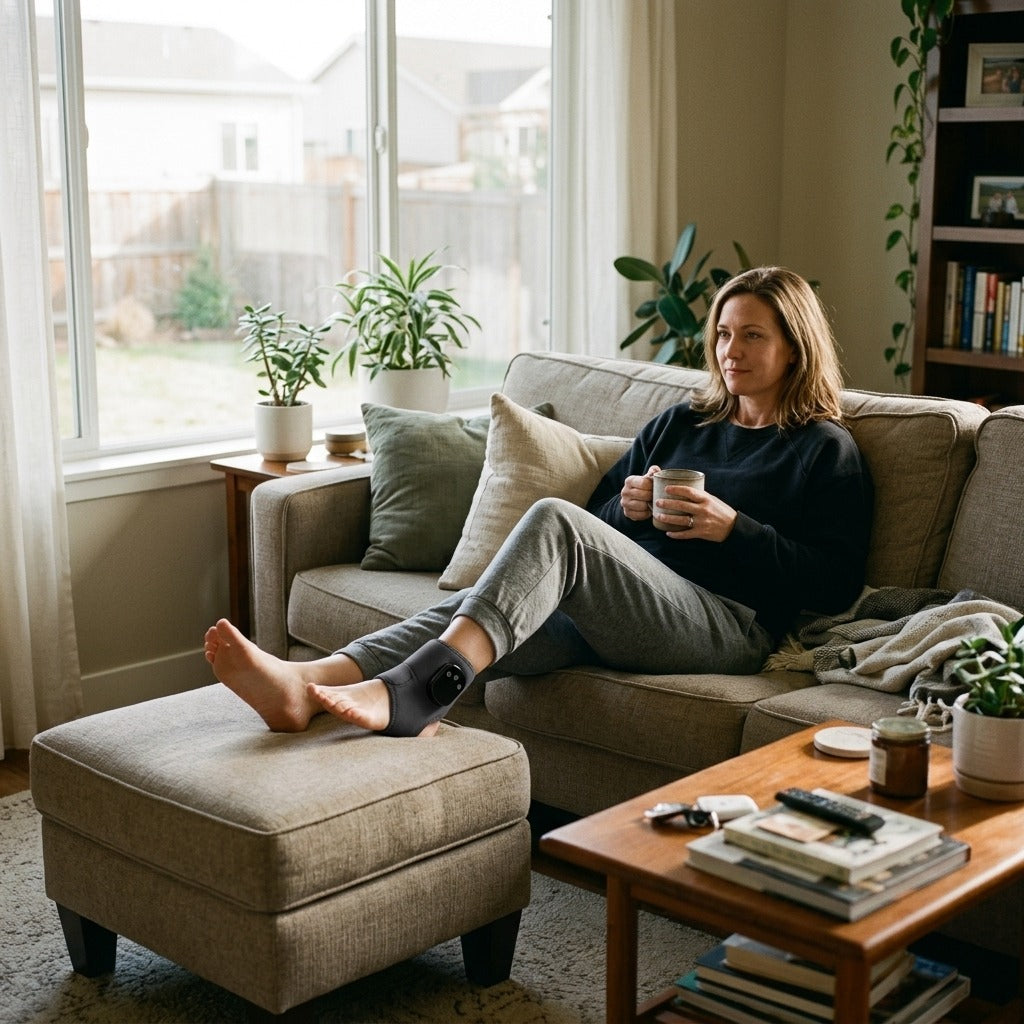Rechargeable Heated Ankle Brace - at home
