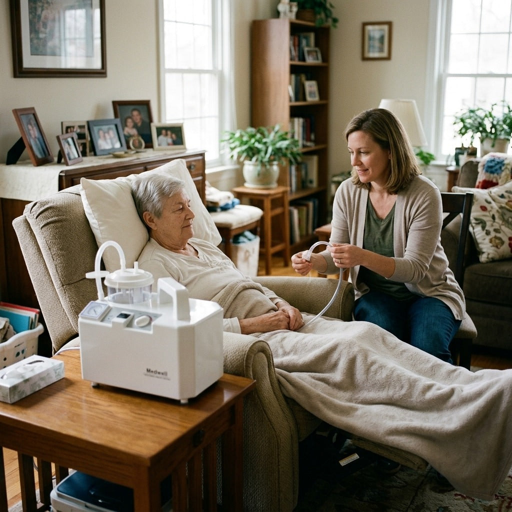 Rechargeable Portable Sputum and Mucus Suction Machine - in everyday life