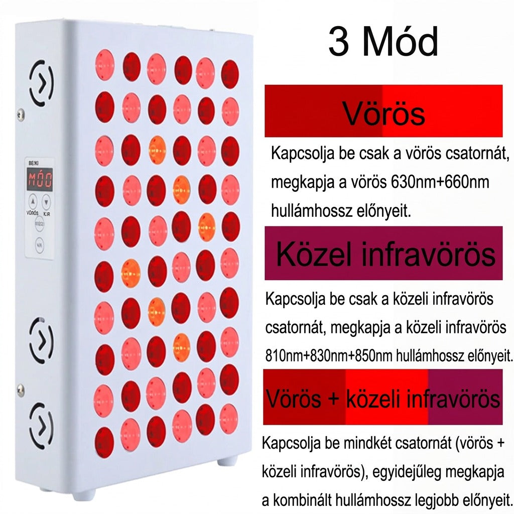 3 mód: vörös, közeli infravörös, és kombinált