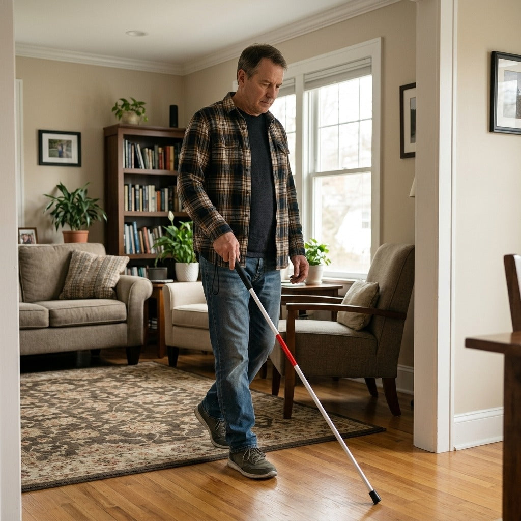 Reflective Folding Cane for Visual Impairment - at home