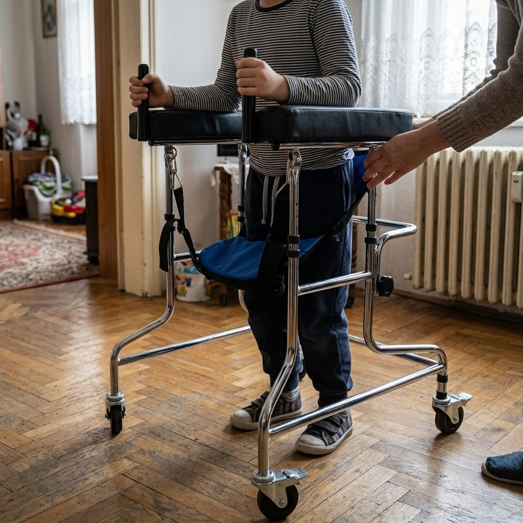 Rehabilitációs járókeret gyermekeknek és felnőtteknek - használat közben
