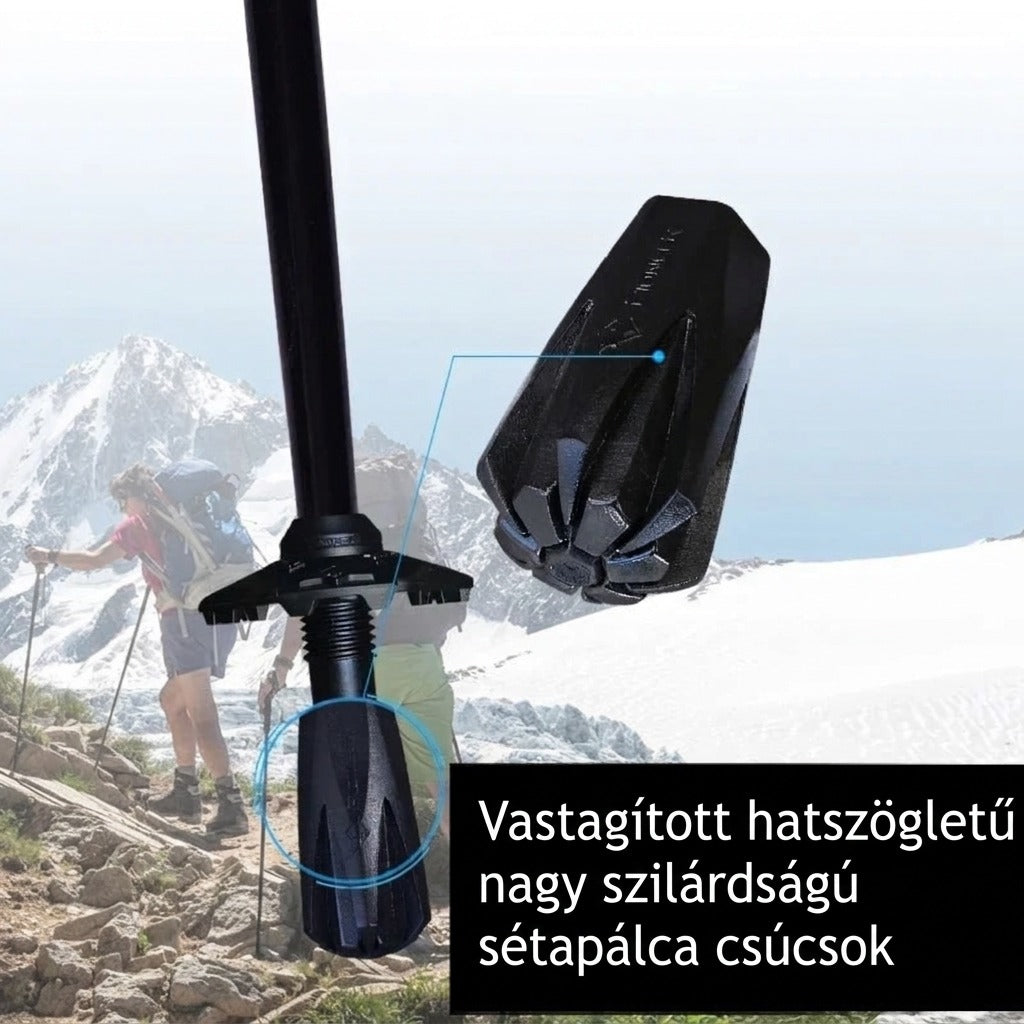 Erősített sétapálca csúcs hegyi terepen