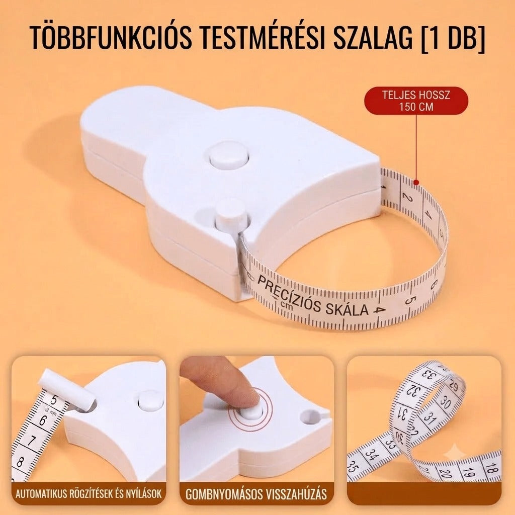 Fehér testmérési szalag termékkép jellemzőivel