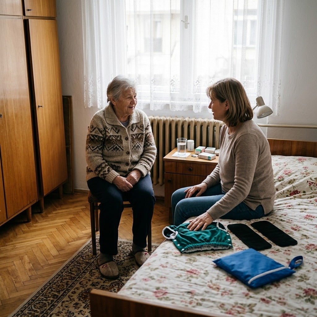 Újrahasználható felnőtt textilpelenka betétekkel - otthon