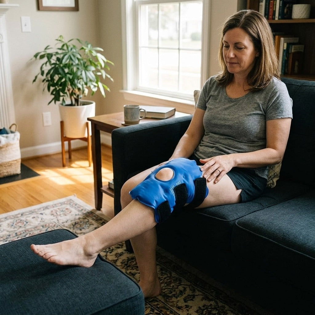 Reusable Gel Ice Knee Wrap for Cold Therapy - at home