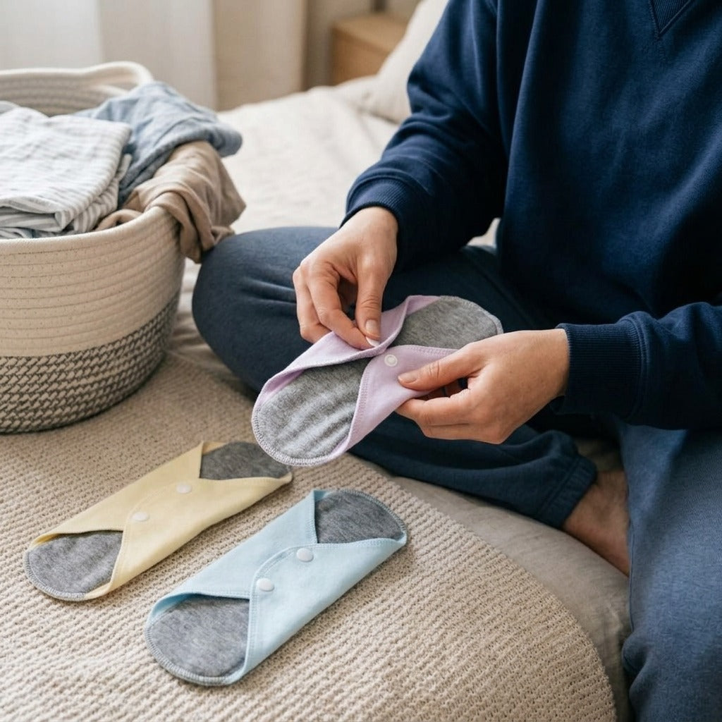 Reusable Incontinence Pads, Set of 4 - in use
