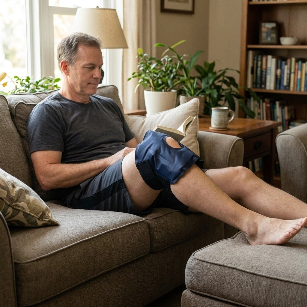 Reusable Knee Cold Pack Wrap - at home