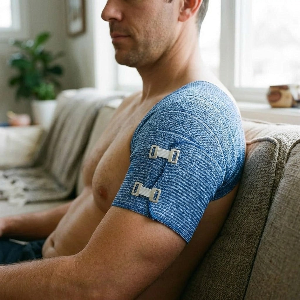 Reusable Self-Adhesive Cooling Bandage - in use