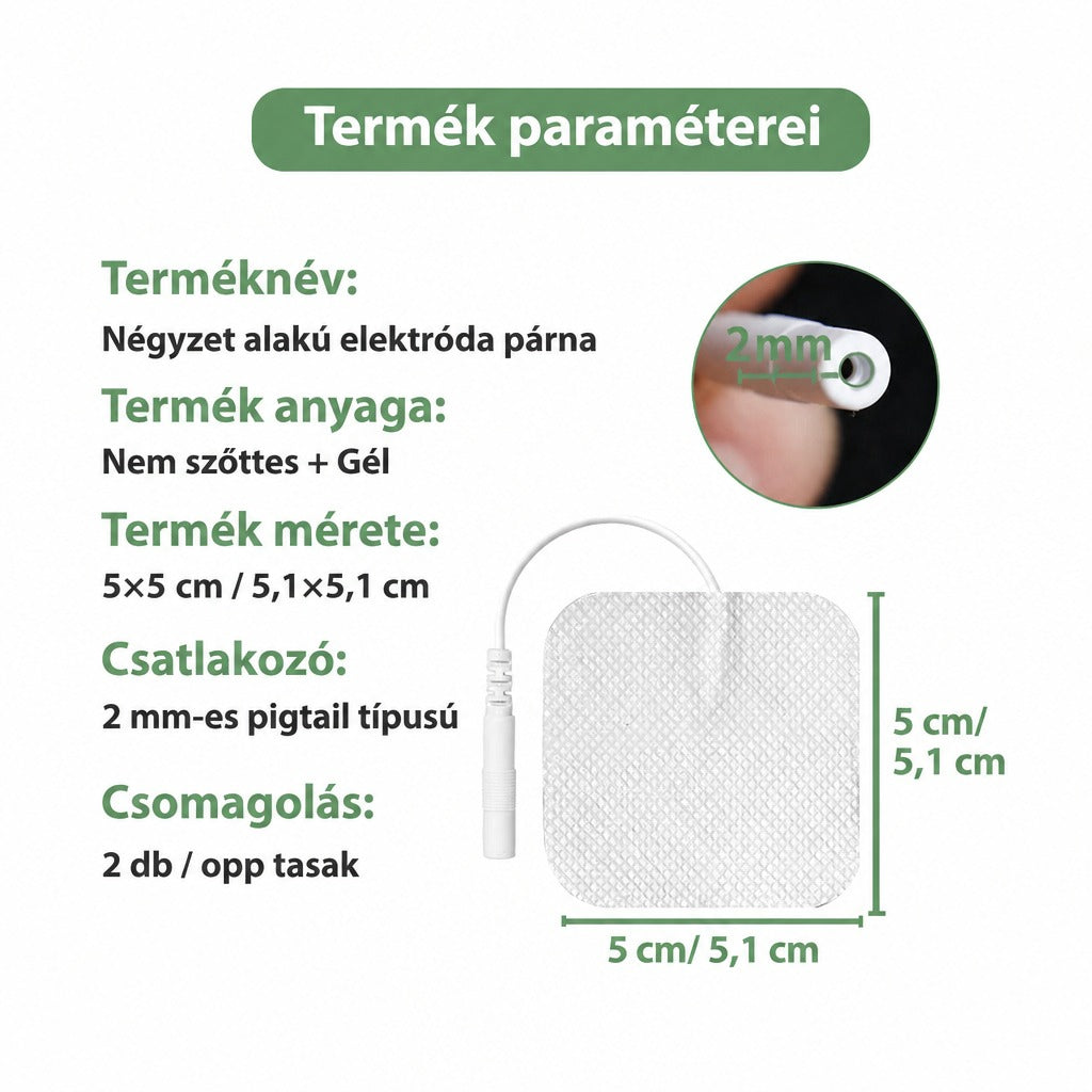 Elektróda párna paraméterek és csatlakozó típus