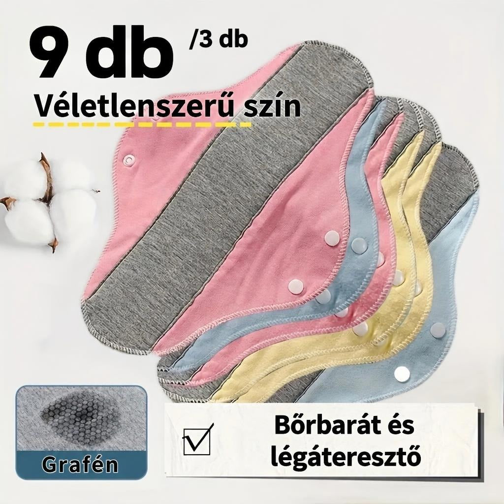 Többször használható textilbetétek grafén réteggel, bőrbarát és légáteresztő kivitelben.