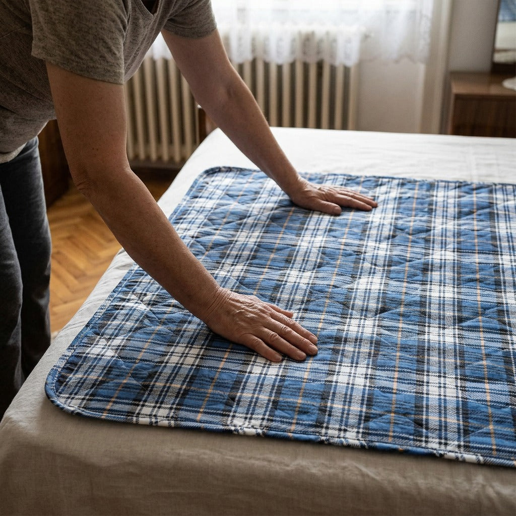 Mosható vízhatlan ágyvédő lepedő felnőtteknek - használat közben