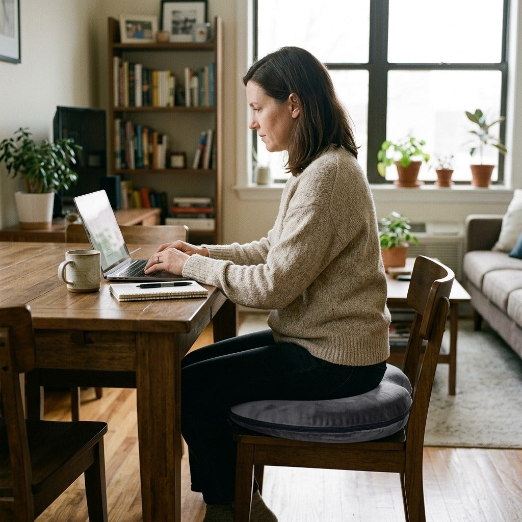 Round Memory Foam Seat Cushion for Office or Car - at home