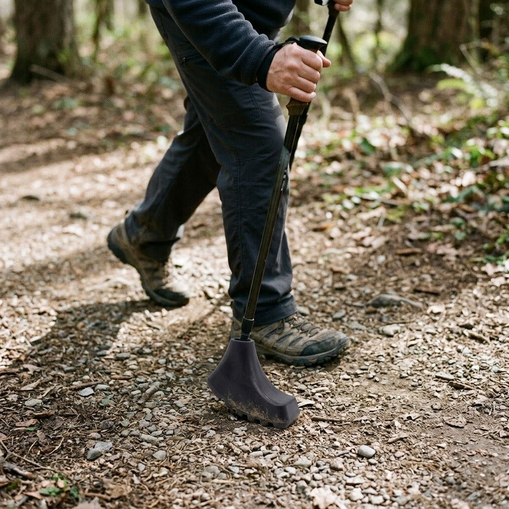 Rubber Hiking Pole Tips, 10-Pack - in use