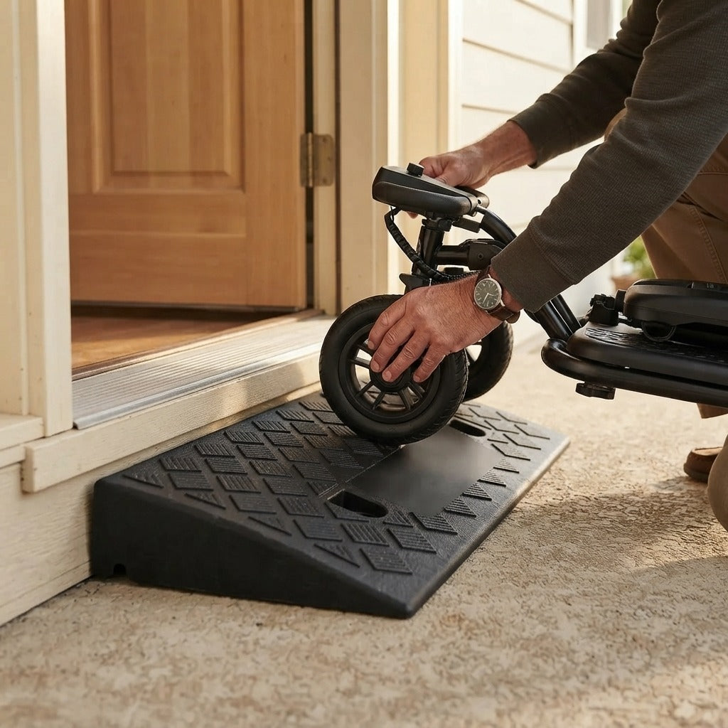 Rubber Non-Slip Threshold Ramp - in use