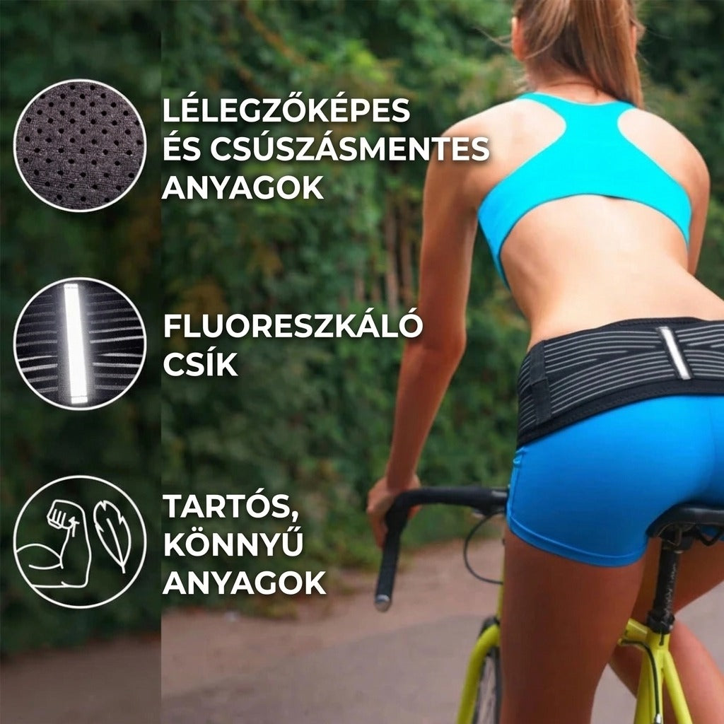 Edzőruha lélegzőképes anyaggal és fluoreszkáló csíkkal