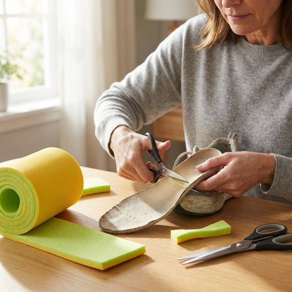 Self-Cutting Memory Foam Insoles for Shoes - in use