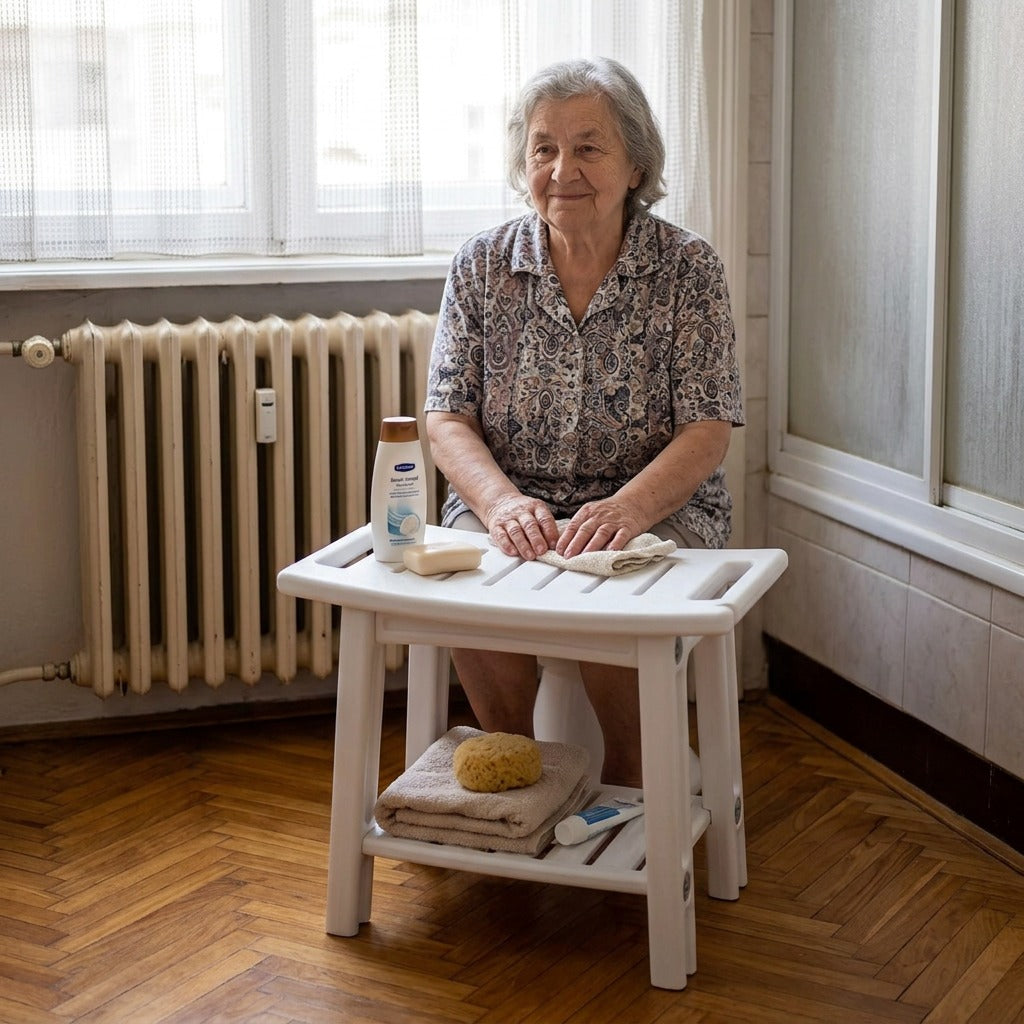 Zuhanypad kétszintes tárolóval - a mindennapokban