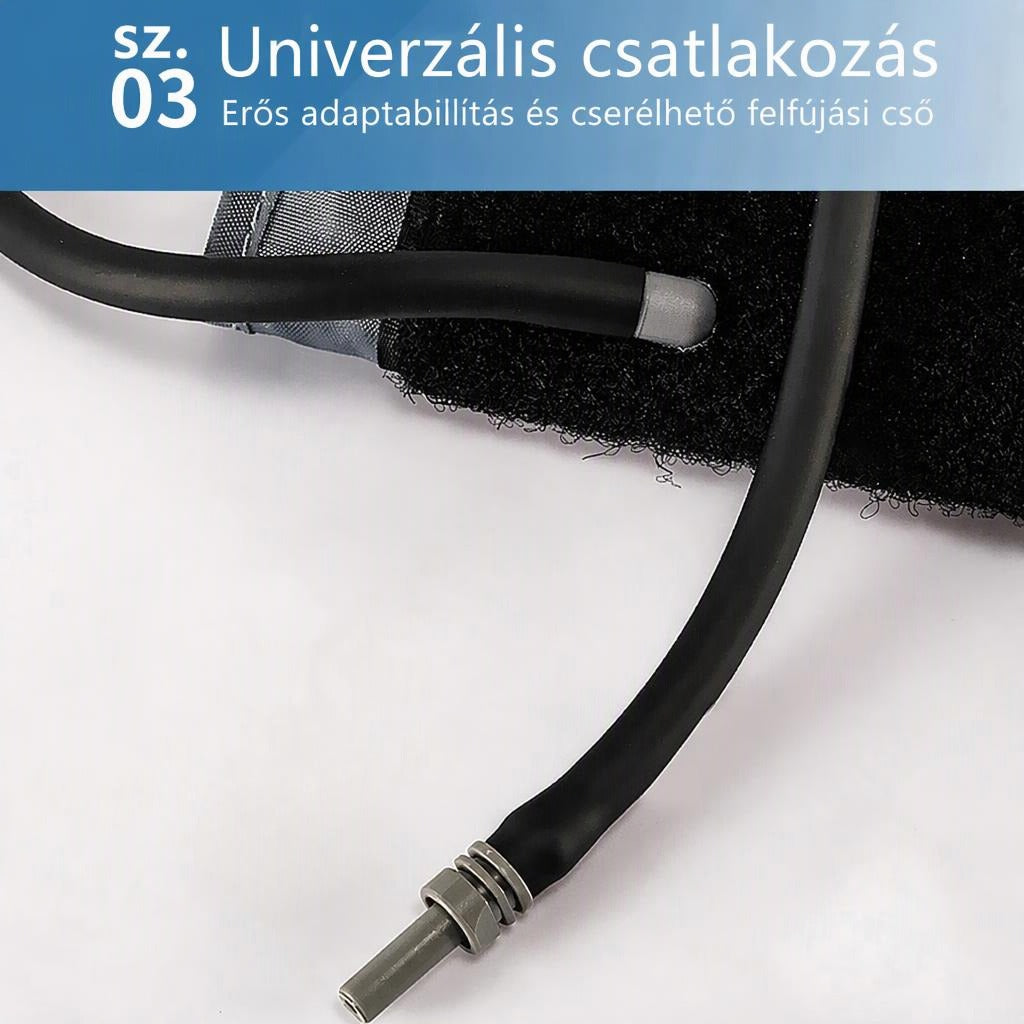 Vérnyomásmérő mandzsetta cserélhető felfújási csővel és fém csatlakozóval.