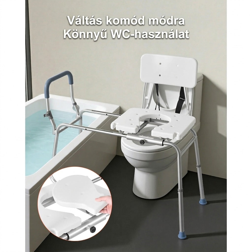 WC fölé és kádba helyezhető kényelmes transzferpad kivágott üléssel.