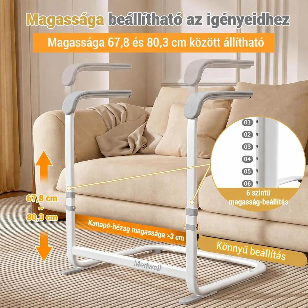 Állítható magasságú Medwell felállást segítő kapaszkodó kanapéhoz.