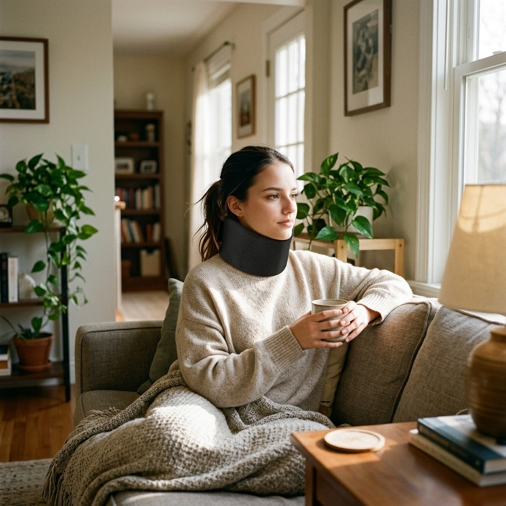 Soft Adjustable Neck Brace, Cervical Collar for Sleeping - at home